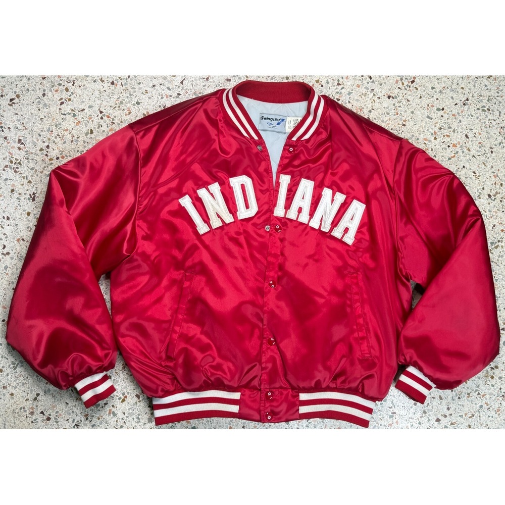 Swingster NCAA Indiana Vtg Men's Embroidered Quilted Bomber Jacket Size XXL